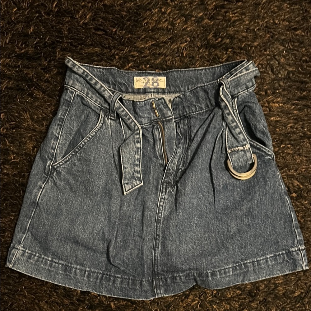 FP Blue Denim High-Waisted Skirt with Belt Size 28